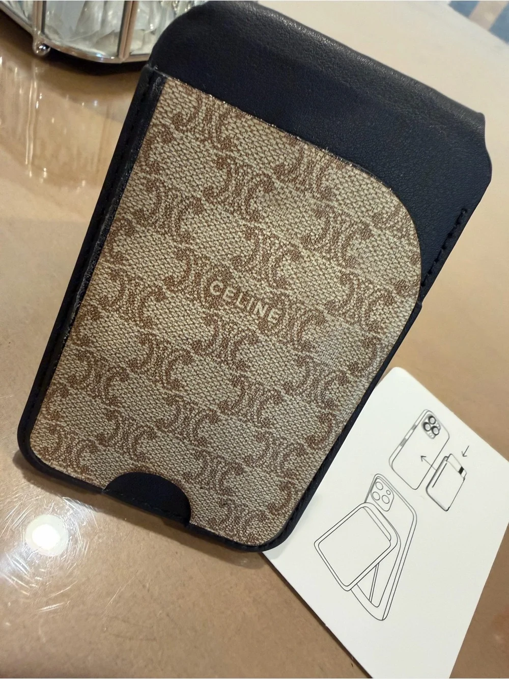 UPCYCLED CELINE Black Card Phone Wallet Magnetic